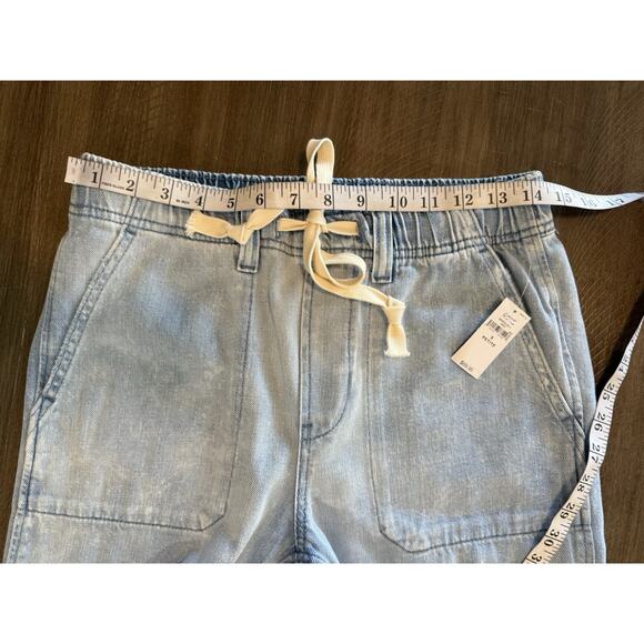 NWT Gap Denim Distressed Pull On Carpenter Jeans Pants Raw Hem Size Small Petite - Picture 6 of 13